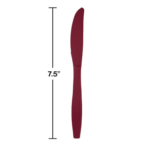 Burgundy Red Plastic Knives, 24 ct Party Decoration