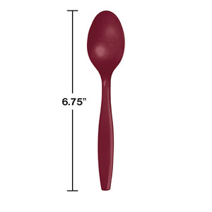 Burgundy Red Plastic Spoons, 24 ct Party Decoration