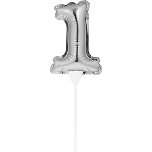 Silver 1 Number Balloon Cake Topper by Creative Converting