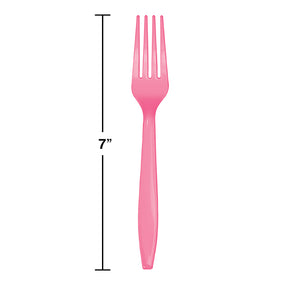 Candy Pink Plastic Forks, 50 ct Party Decoration
