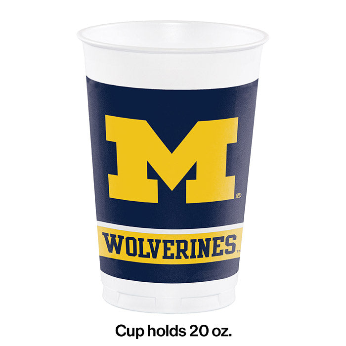 University Of Michigan 20 Oz Plastic Cups, 8 ct