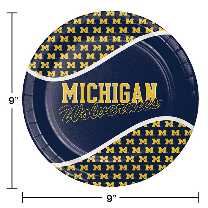 University Of Michigan Paper Plates, 8 ct Party Decoration