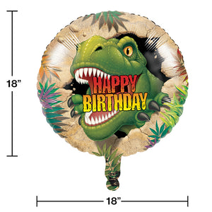 Dino Blast Metallic Balloon 18", Happy Birthday Party Decoration
