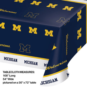 University Of Michigan Plastic Table Cover, 54" X 108" Party Decoration