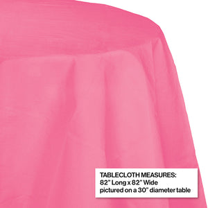 Candy Pink Round Polylined TIssue Tablecover, 82" Party Decoration