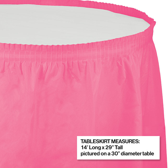 Candy Pink Plastic Tableskirt, 14' X 29"