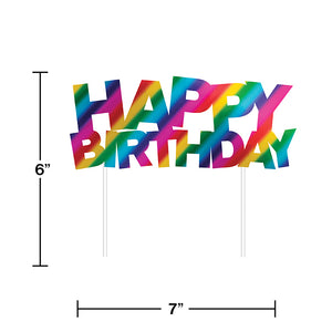 Rainbow Foil Happy Birthday Cake Topper Party Decoration