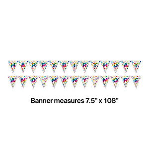 2-Sided Pennant Banner, Rainbow Foil Birthday Party Decoration