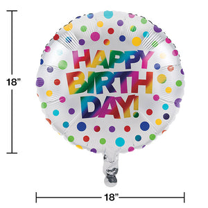 Rainbow Foil Birthday Metallic Balloon, 18", Rainbow Foil Birthday Party Decoration