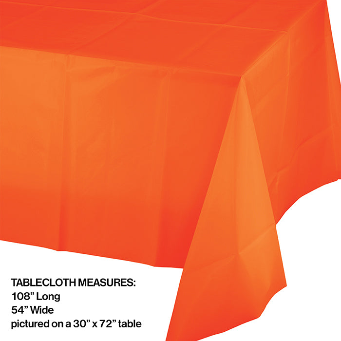 Sunkissed Orange Tablecover Plastic 54" X 108" Party Decoration