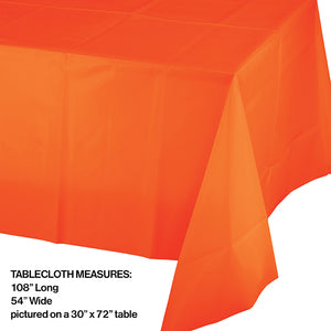 Sunkissed Orange Tablecover Plastic 54" X 108" Party Decoration
