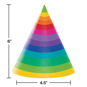 Rainbow Adult Party Hats, 8 ct Party Decoration