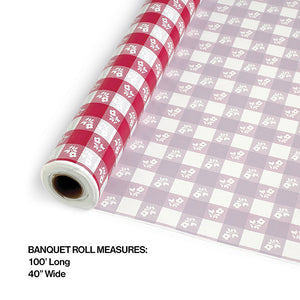Red Gingham Banquet Roll 40" X 100' Party Decoration