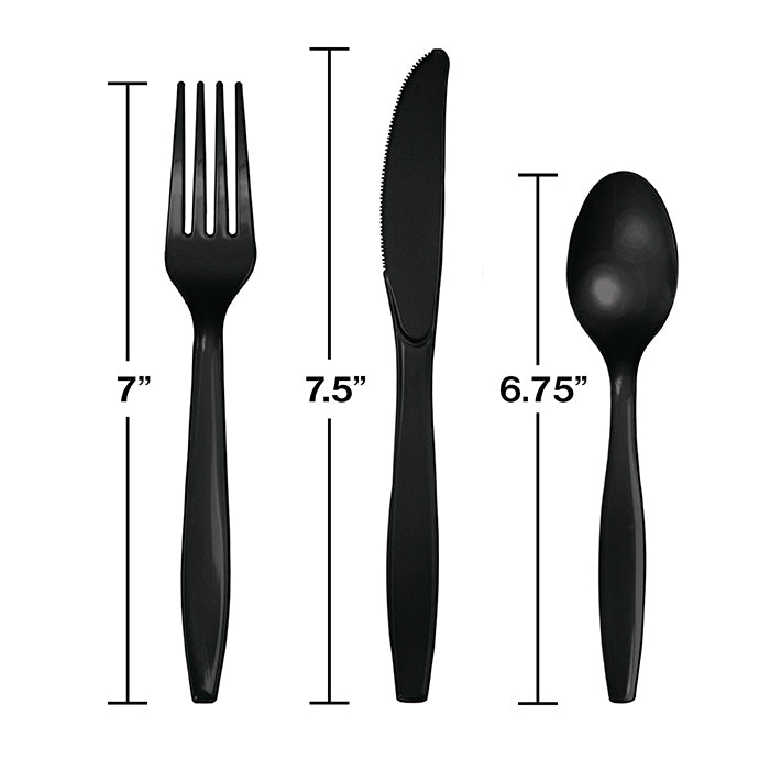 Black Assorted Plastic Cutlery, 24 ct Party Decoration