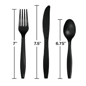 Black Assorted Plastic Cutlery, 24 ct Party Decoration