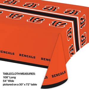 Cincinnati Bengals Plastic Table Cover, 54" x 102" Party Decoration