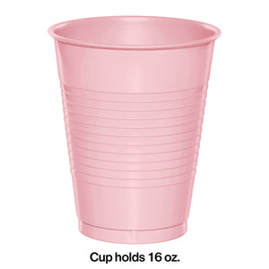 Classic Pink Plastic Cups, 20 ct Party Decoration