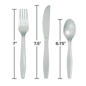 Shimmering Silver Assorted Plastic Cutlery, 24 ct Party Decoration