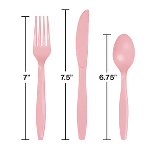 Classic Pink Assorted Plastic Cutlery, 24 ct Party Decoration