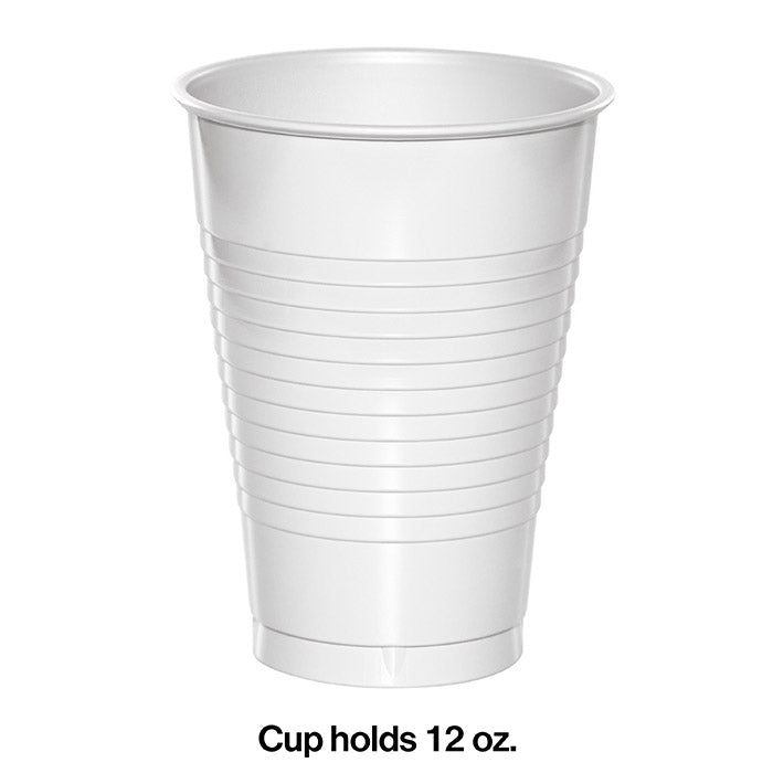 Touch of Color Plastic Cups, White, 12 oz - 20 count