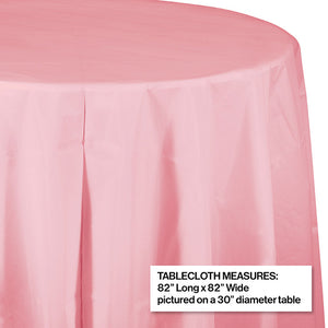 Classic Pink Round Plastic Tablecover, 82" Party Decoration