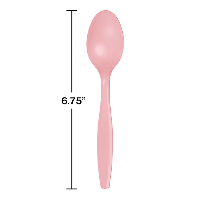 Classic Pink Plastic Spoons, 24 ct