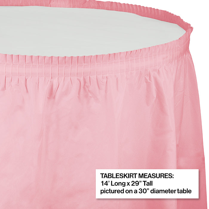 Classic Pink Plastic Tableskirt, 14' X 29"