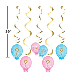 Gender Reveal Balloons Dizzy Danglers, 5 ct Party Decoration
