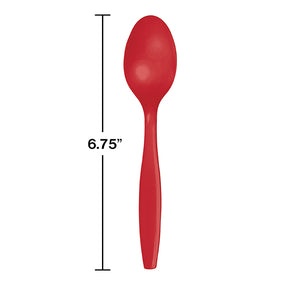 Classic Red Plastic Spoons, 50 ct Party Decoration