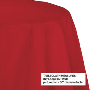 Classic Red Round Polylined TIssue Tablecover, 82" Party Decoration