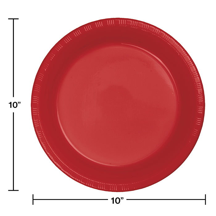 Classic Red Plastic Banquet Plates, 20 ct