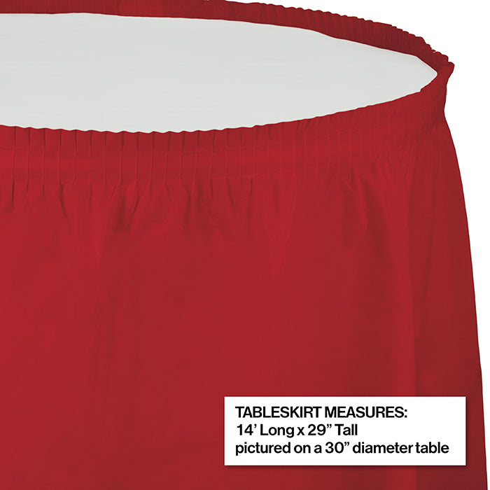 Classic Red Plastic Tableskirt, 14' X 29"