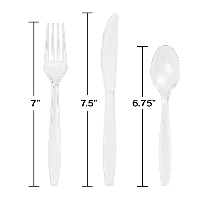 Clear Assorted Plastic Cutlery, 24 ct Party Decoration