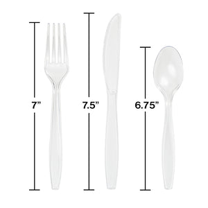 Clear Assorted Plastic Cutlery, 24 ct Party Decoration
