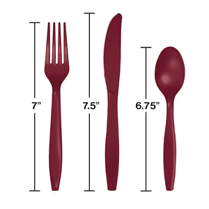 Burgundy Red Assorted Plastic Cutlery, 24 ct Party Decoration