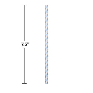 Pastel Blue Striped Paper Straws, 24 ct Party Decoration