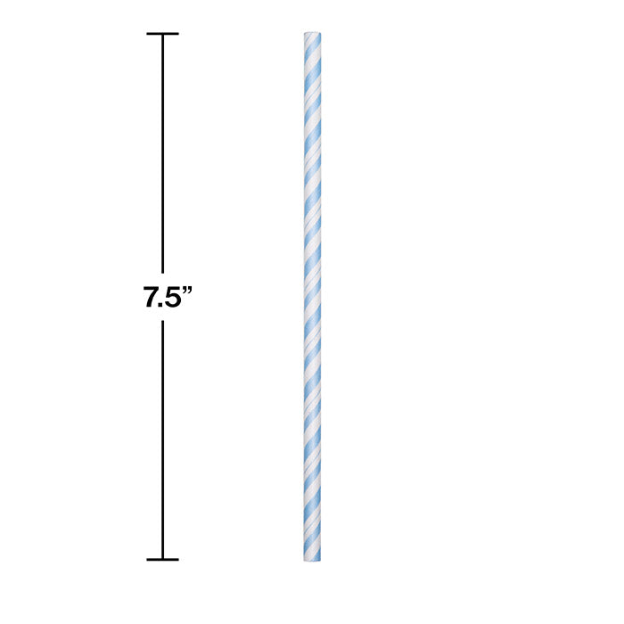 Pastel Blue Striped Paper Straws, 24 ct