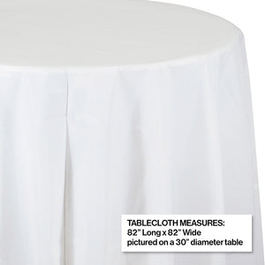 White Round Plastic Tablecover, 82" Party Decoration