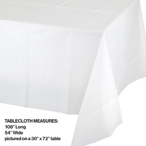 White Tablecover Plastic 54" X 108" Party Decoration