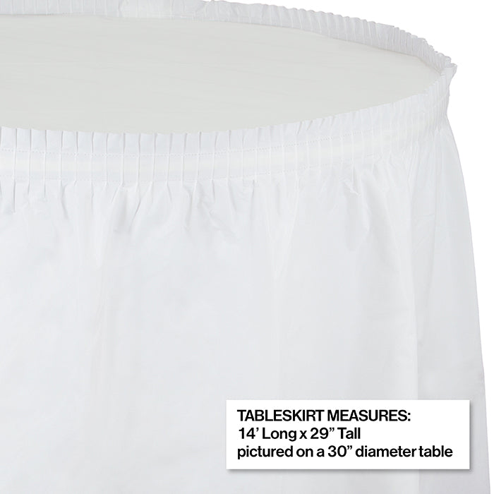 White Plastic Tableskirt, 14' X 29"