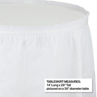 White Plastic Tableskirt, 14' X 29