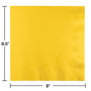 School Bus Yellow Dinner Napkins 3Ply 1/4Fld, 25 ct Party Decoration
