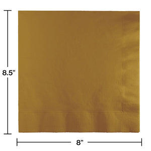 Glittering Gold Dinner Napkins 3Ply 1/4Fld, 25 ct Party Decoration