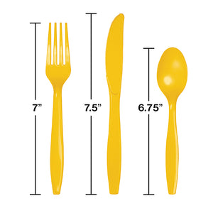 School Bus Yellow Assorted Plastic Cutlery, 24 ct Party Decoration