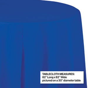 Cobalt Round Plastic Tablecover, 82" Party Decoration