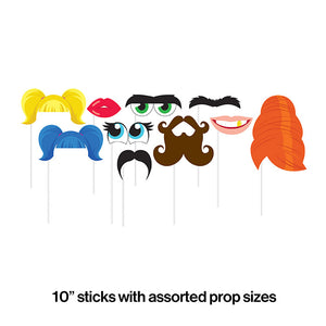 Funny Faces Photo Booth Props, 10 ct Party Decoration