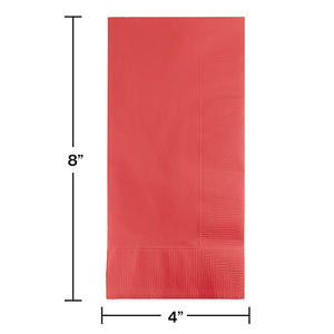 Coral Dinner Napkins 2Ply 1/8Fld, 50 ct Party Decoration