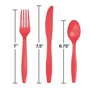 Coral Assorted Plastic Cutlery, 24 ct Party Decoration