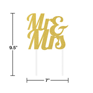 Gold Glitter Mr & Mrs Cake Topper Party Decoration