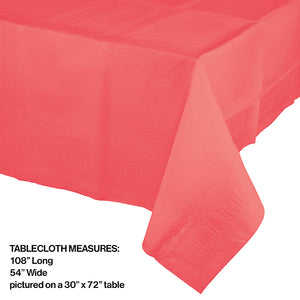 Coral Tablecover 54"X 108" Polylined Tissue Party Decoration